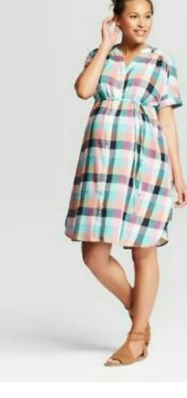 Isabel maternity dress plaid. - Picture 2 of 2